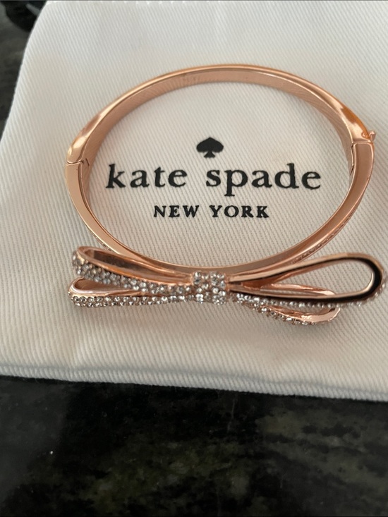kate spade Jewelry - kate spade Rose Gold Bow Crystal Bangle Bracelet